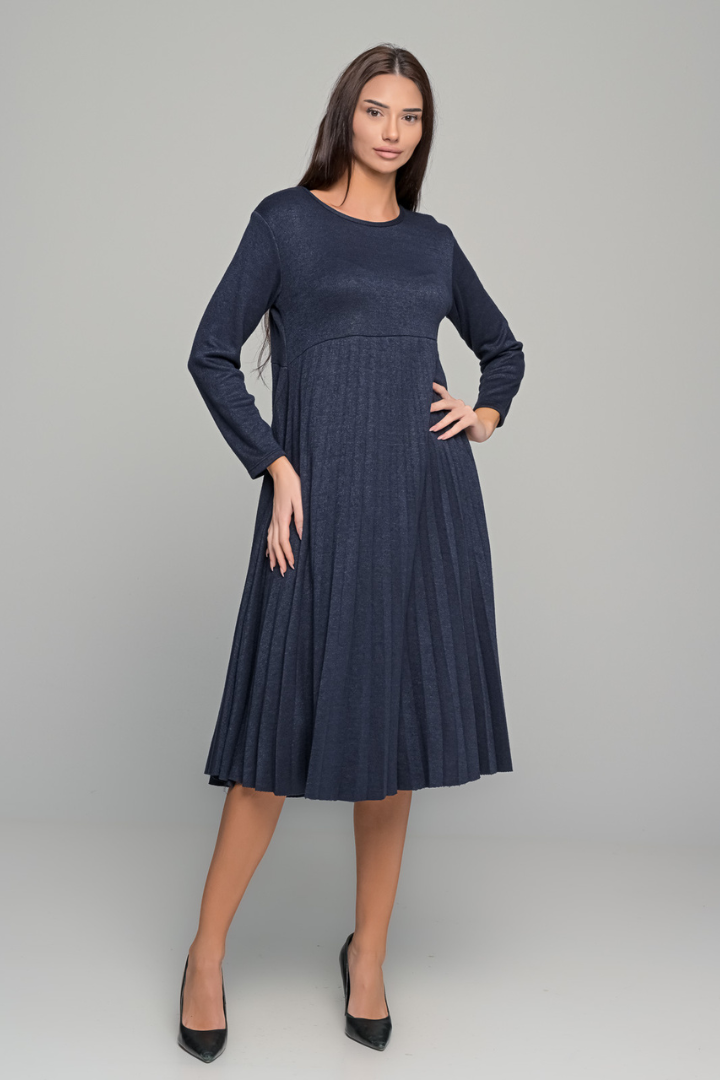 Elsbeth™ | Plissiertes Midikleid mit langen Ärmeln