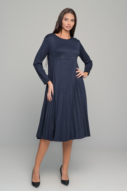 Elsbeth™ | Plissiertes Midikleid mit langen Ärmeln