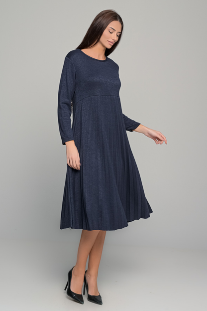 Elsbeth™ | Plissiertes Midikleid mit langen Ärmeln