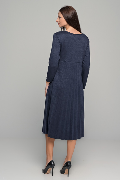 Elsbeth™ | Plissiertes Midikleid mit langen Ärmeln