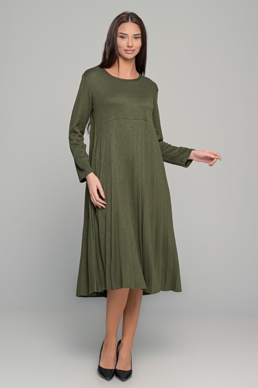 Elsbeth™ | Plissiertes Midikleid mit langen Ärmeln