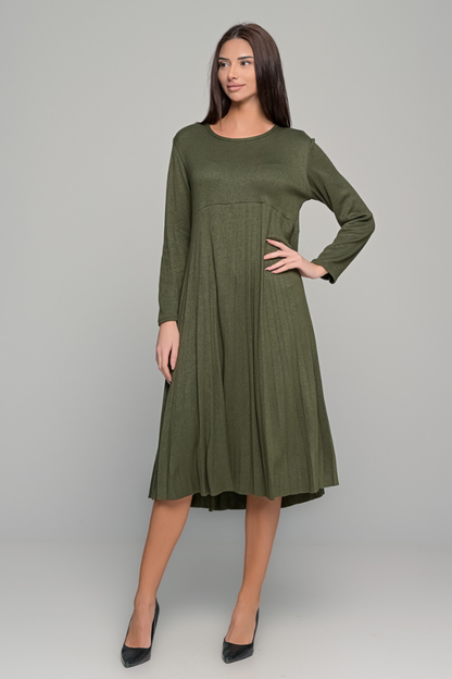 Elsbeth™ | Plissiertes Midikleid mit langen Ärmeln