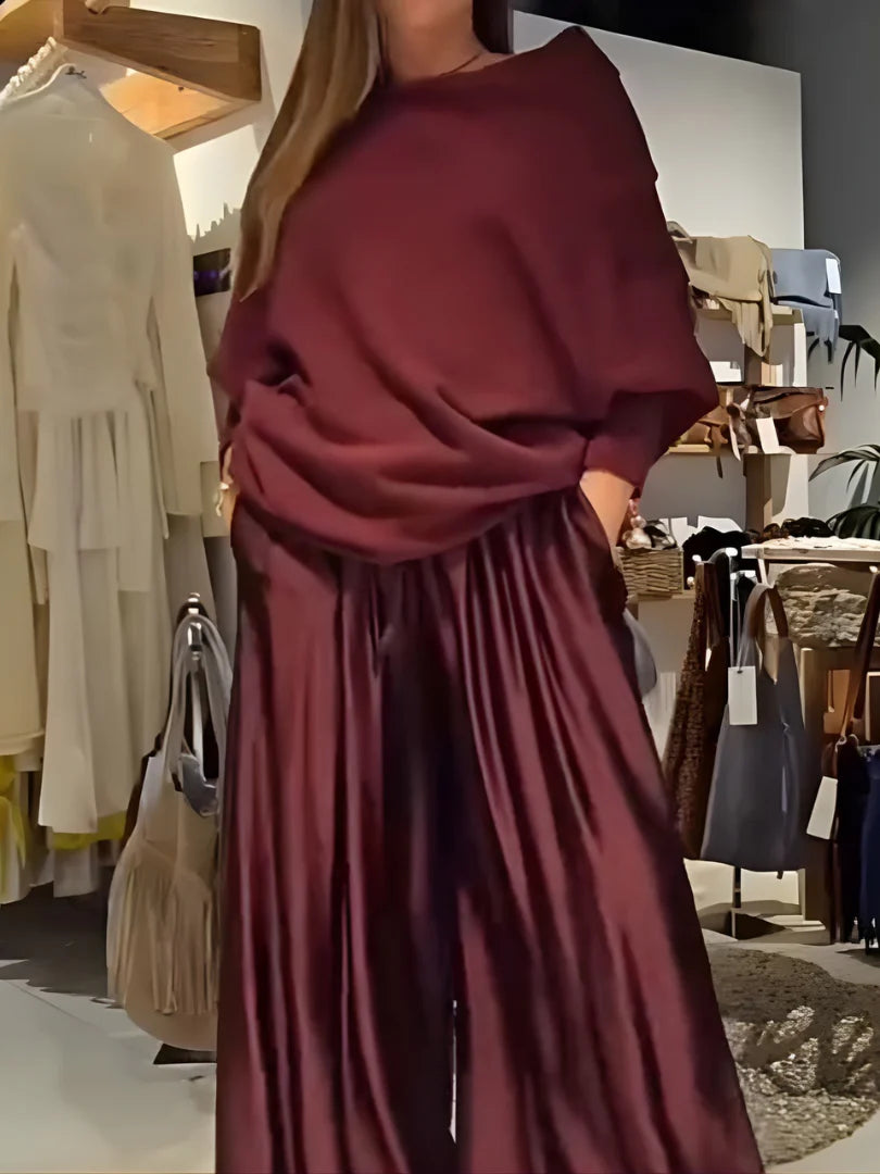 Ziska™ | Lässiges Set aus drapiertem Top und Hose