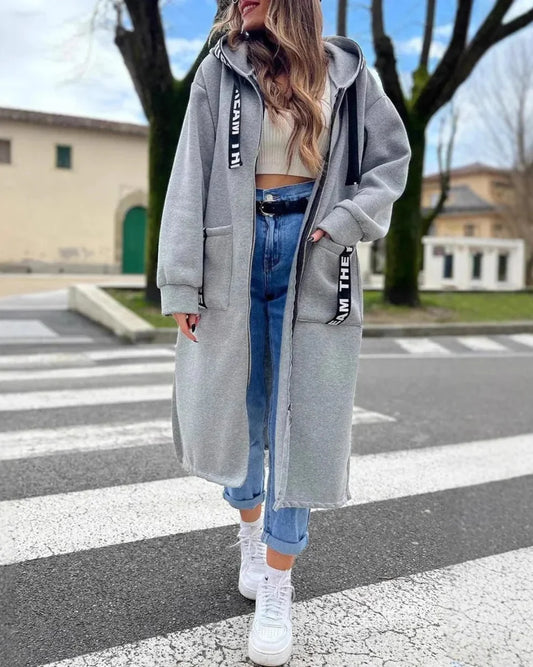 Ulissa™ | Langer Hoodie-Mantel mit Reißverschluss