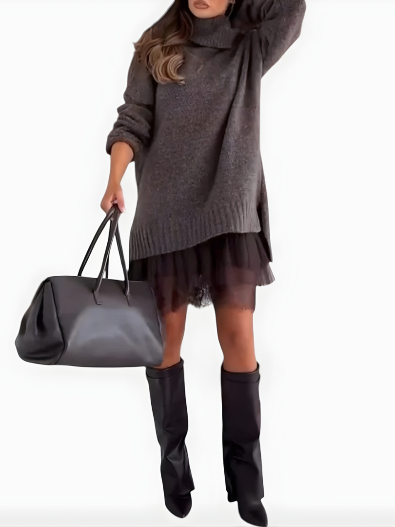 Emilia™ | Strickkleid mit gerüschtem Saum