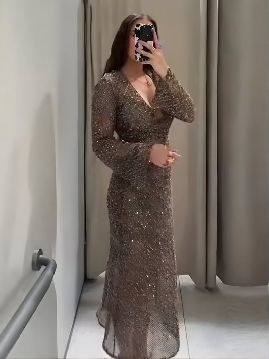 Fynessa™ | Paillettenkleid mit V-Ausschnitt