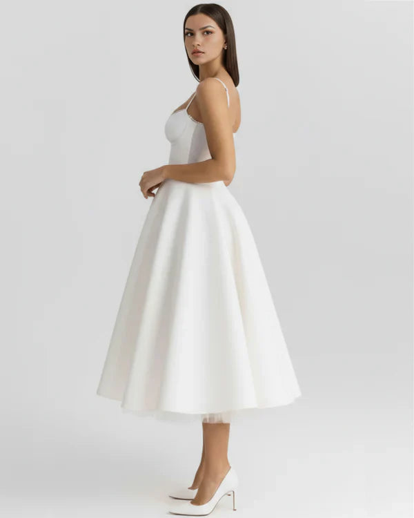 Brigitte™ | Midikleid mit strukturiertem Oberteil