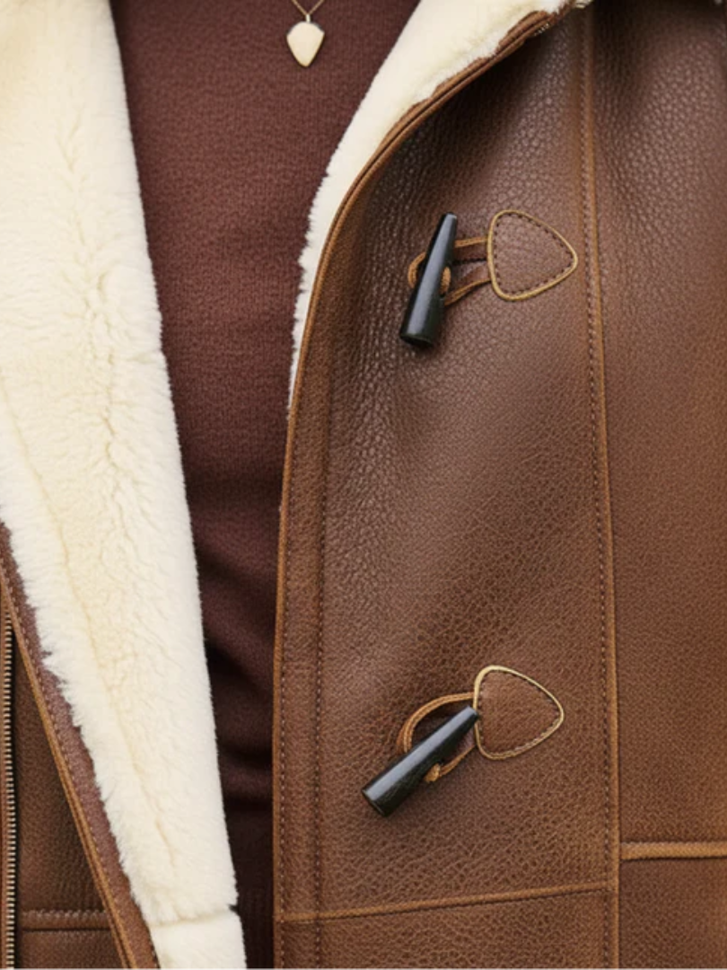 Heliora™ | Wintermantel mit Kapuze aus Kunstlammfell