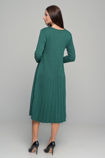 Elsbeth™ | Plissiertes Midikleid mit langen Ärmeln