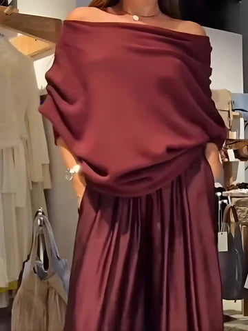 Ziska™ | Lässiges Set aus drapiertem Top und Hose