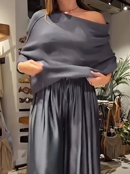 Ziska™ | Lässiges Set aus drapiertem Top und Hose