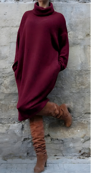 Yamina™ | Drapiertes Rollkragen-Pulloverkleid