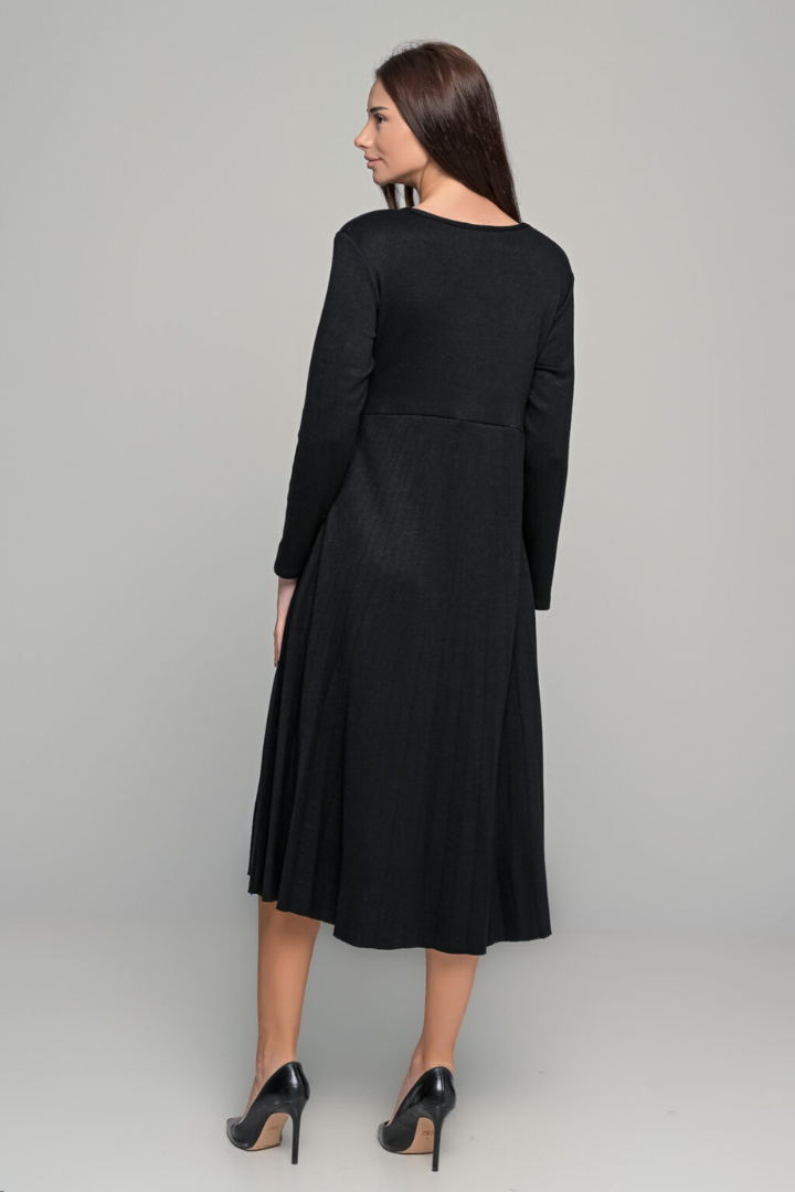 Elsbeth™ | Plissiertes Midikleid mit langen Ärmeln