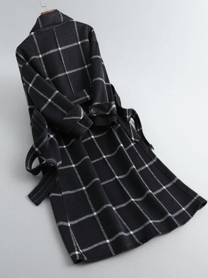 Josephine™ | Eleganter karierter Wollmantel