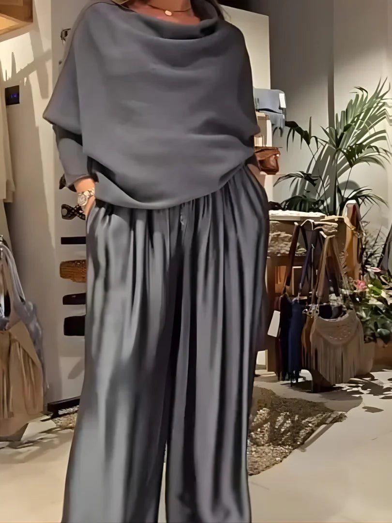 Ziska™ | Lässiges Set aus drapiertem Top und Hose