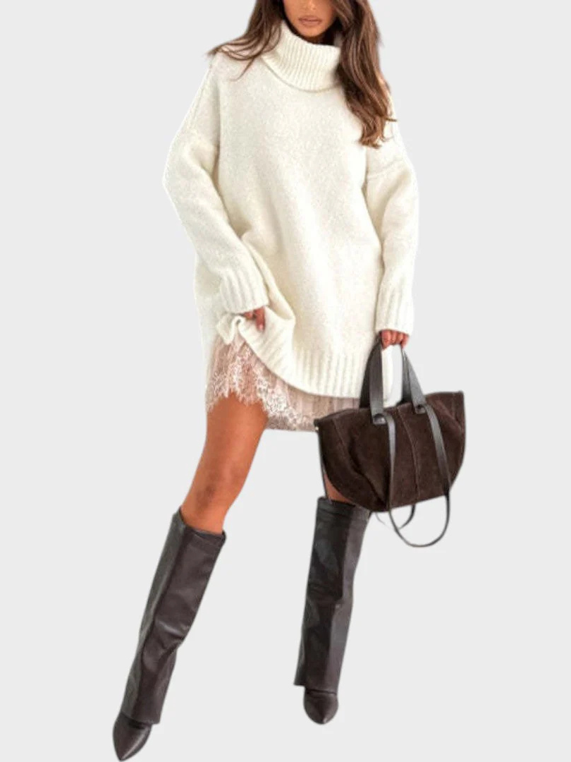 Emilia™ | Strickkleid mit gerüschtem Saum