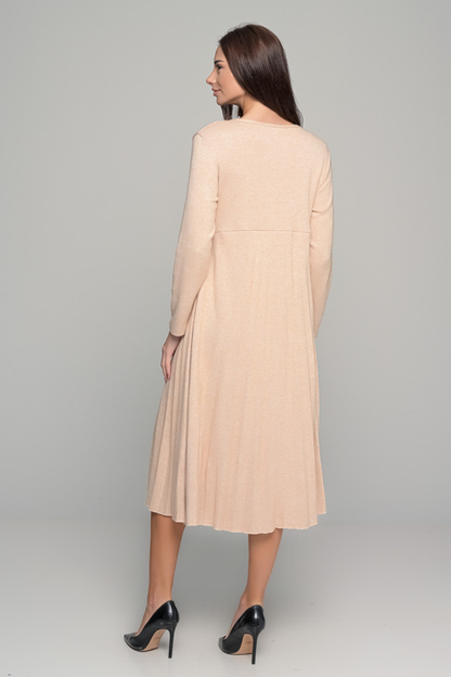 Elsbeth™ | Plissiertes Midikleid mit langen Ärmeln