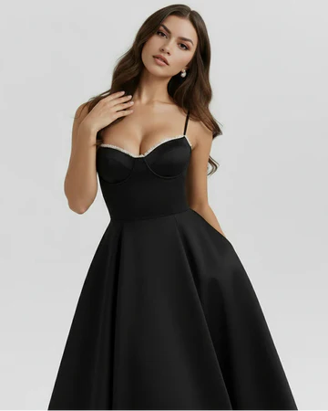 Brigitte™ | Midikleid mit strukturiertem Oberteil