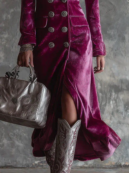 Elsbeta™ | Samt Blazer-Maxikleid