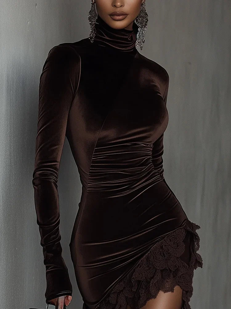 Celina™ | Samt-Minikleid mit geschnürtem Saum