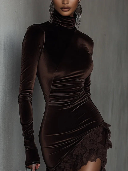 Celina™ | Samt-Minikleid mit geschnürtem Saum