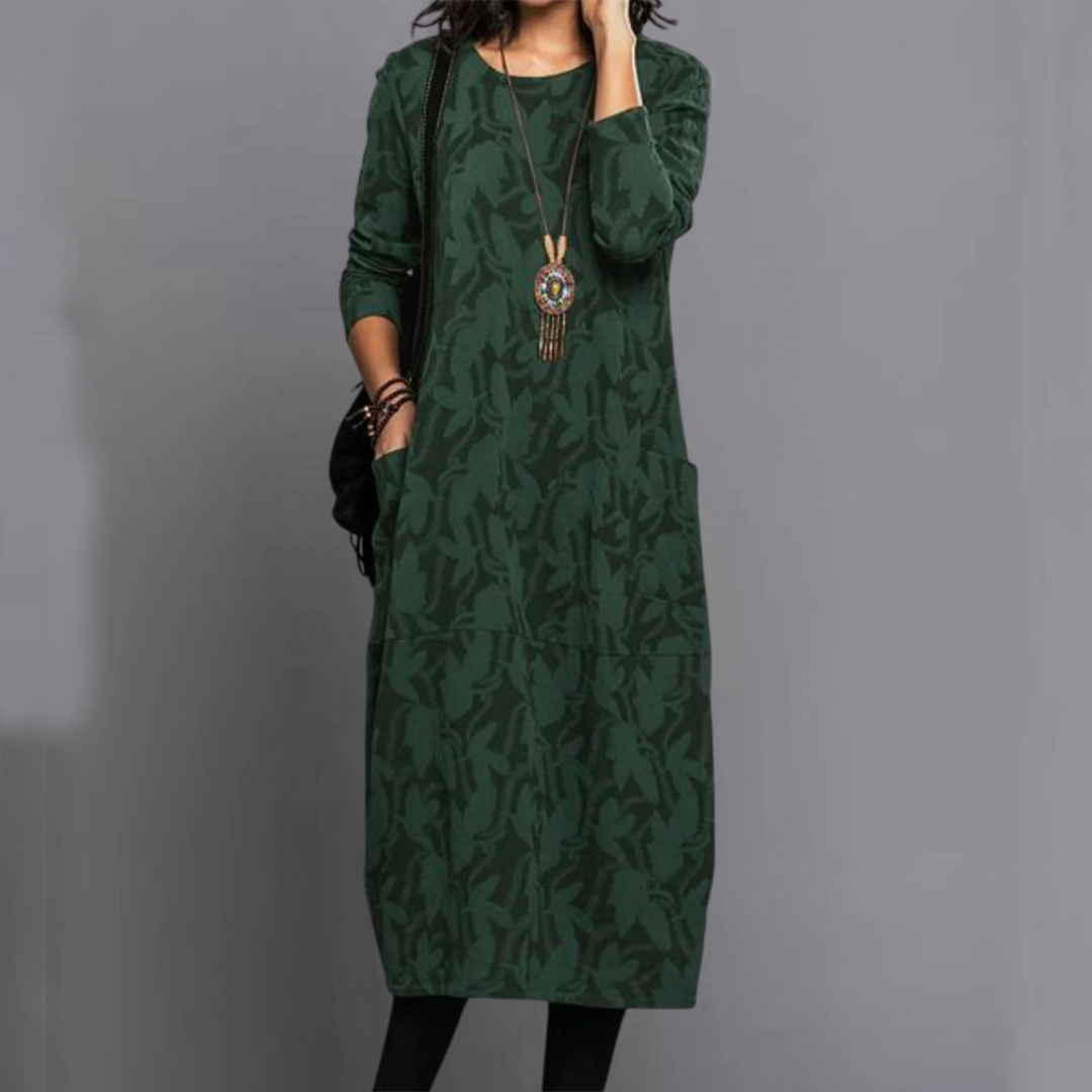 Anselma™ | Strukturierte Gemustertes Midikleid