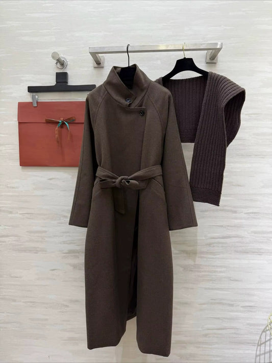 Kaevia™ | Langer Wollmischmantel mit Gürtel