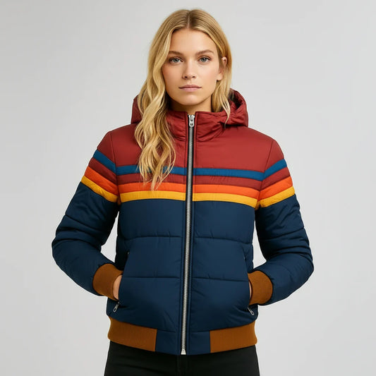Glynis™ | Gesteppte Jacke mit Retro-Streifen