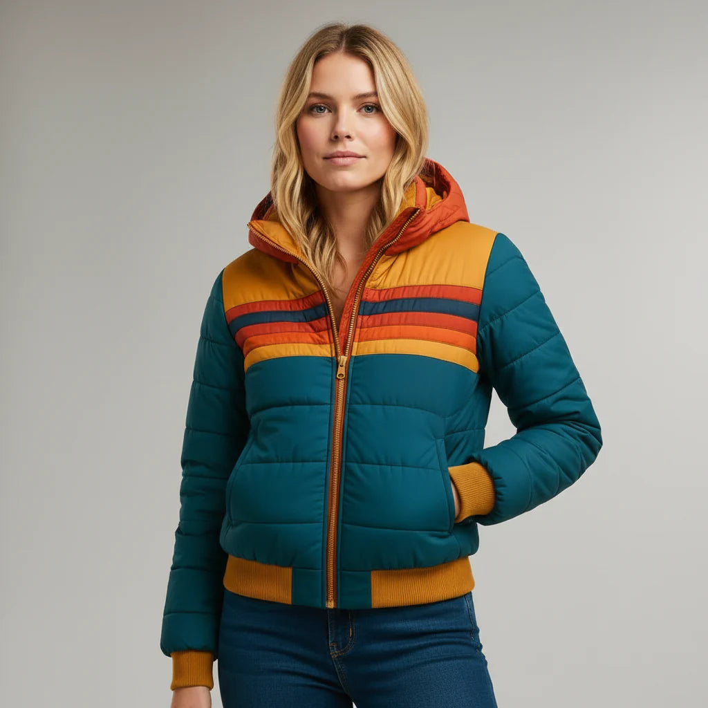 Glynis™ | Gesteppte Jacke mit Retro-Streifen