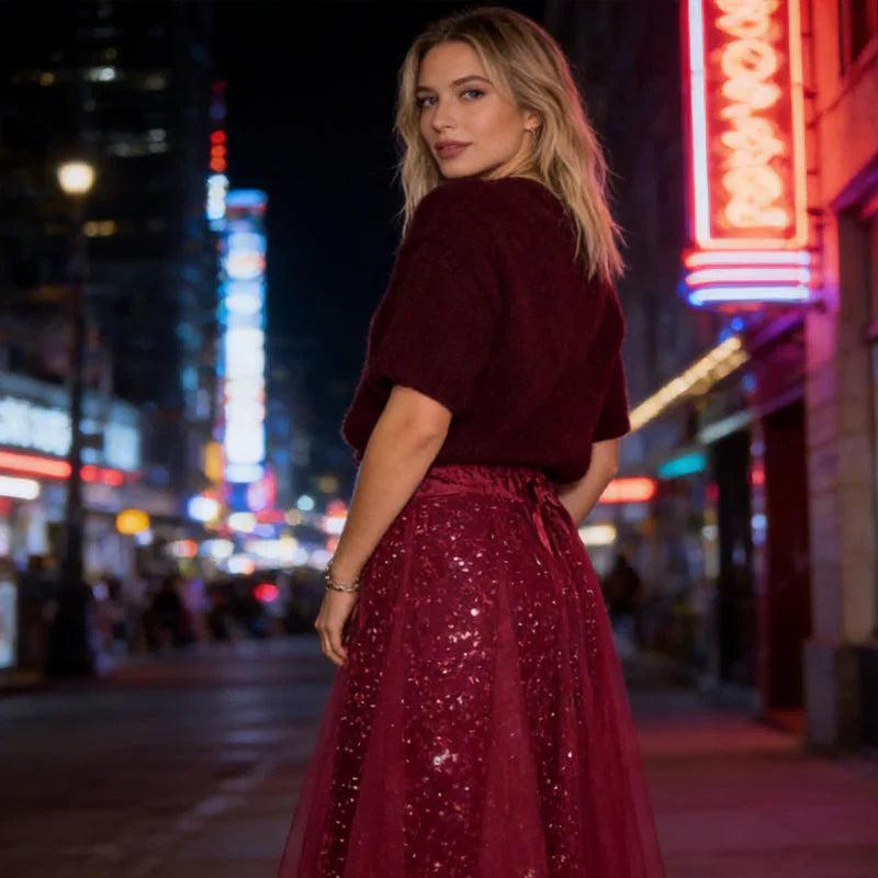 Garnet™ | Glänzendes Top und Paillettenrock